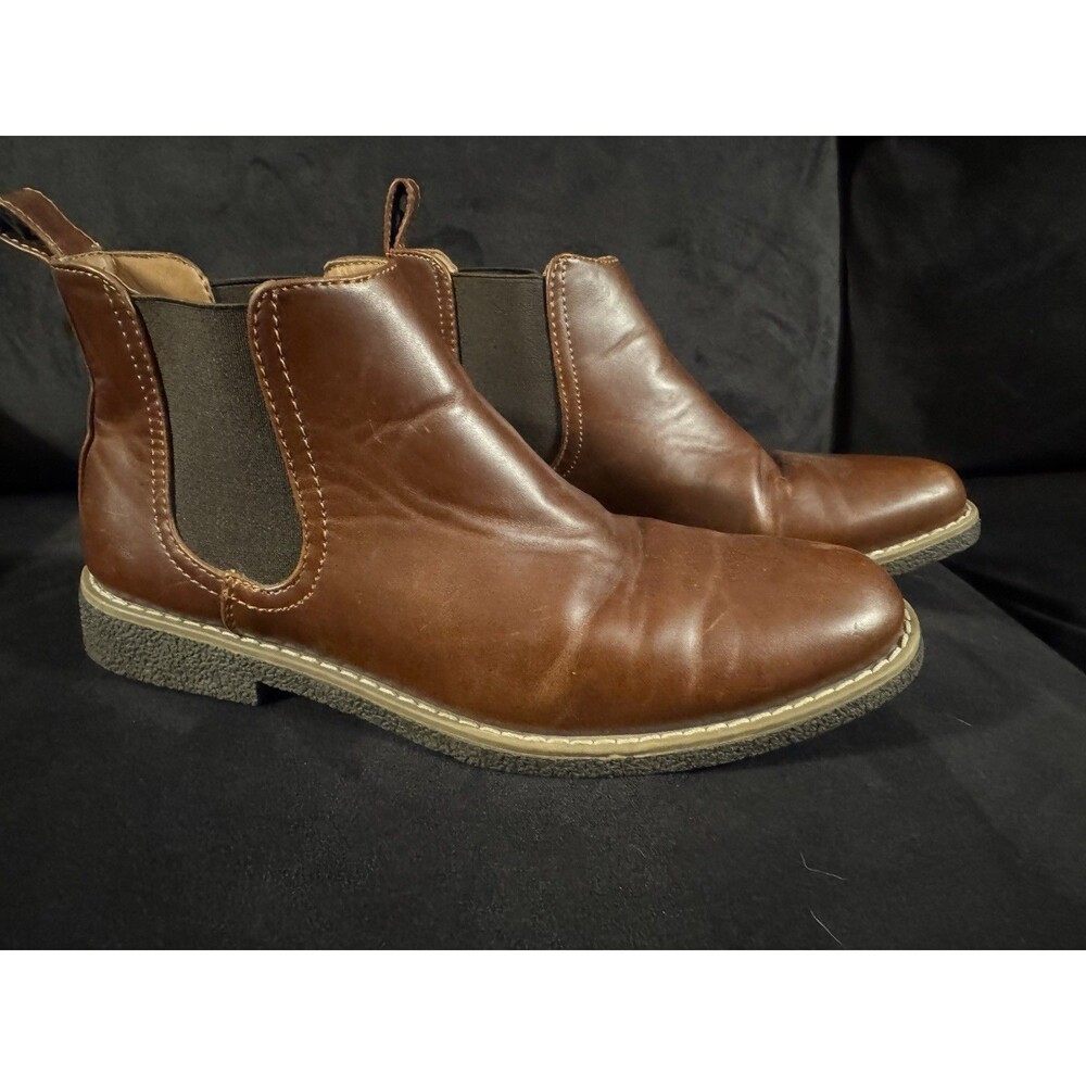 Deer Stags Men's Brown Chelsea Ankle Boots Memory Foam Faux Leather US 6M